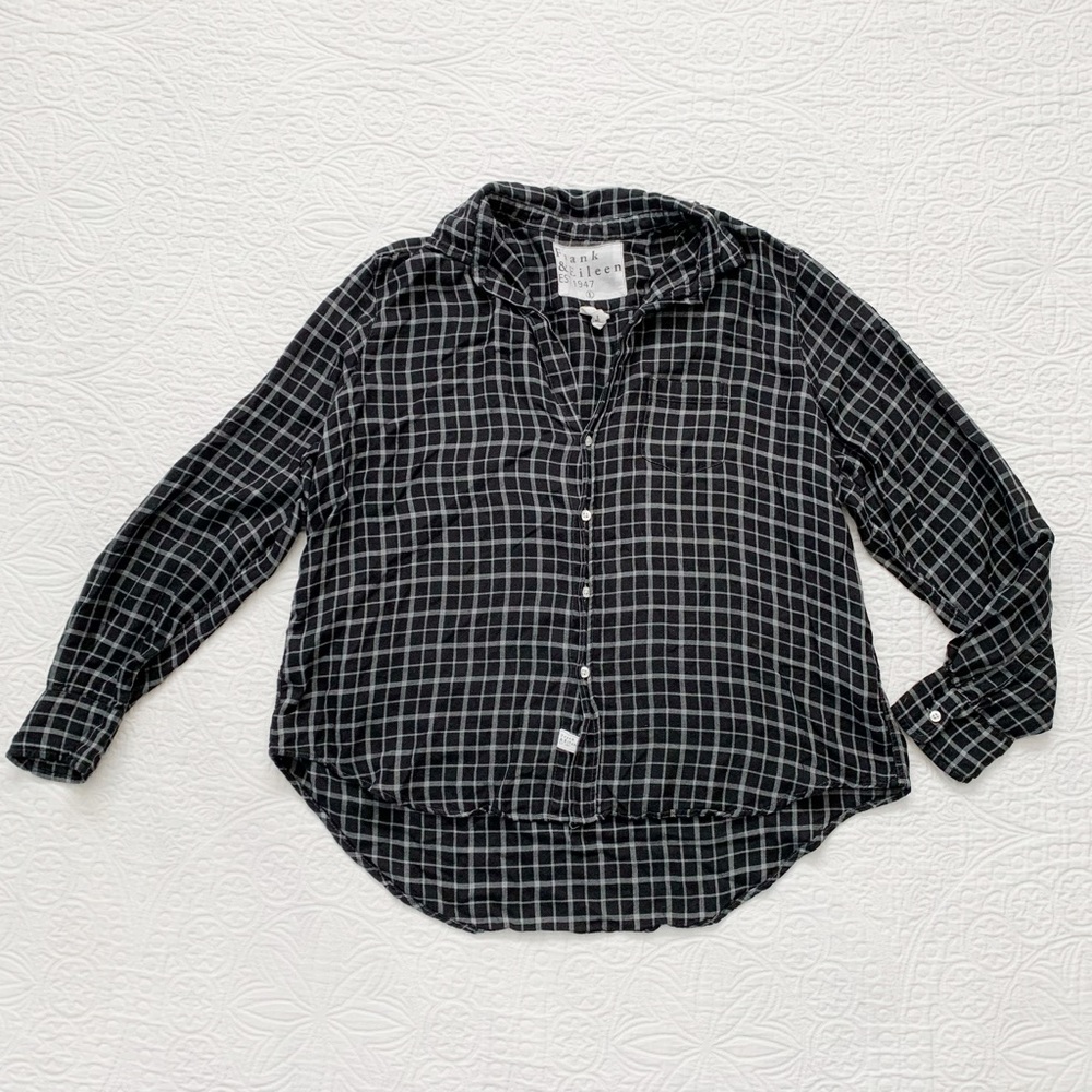 Frank and Eileen Eileen Modal Button-Down Blouse, Black / Grey